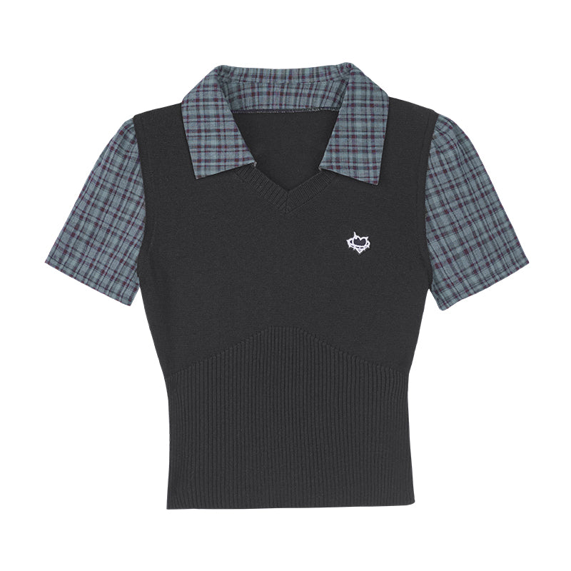 Preppy Knit Faux Two-Piece Tank Top