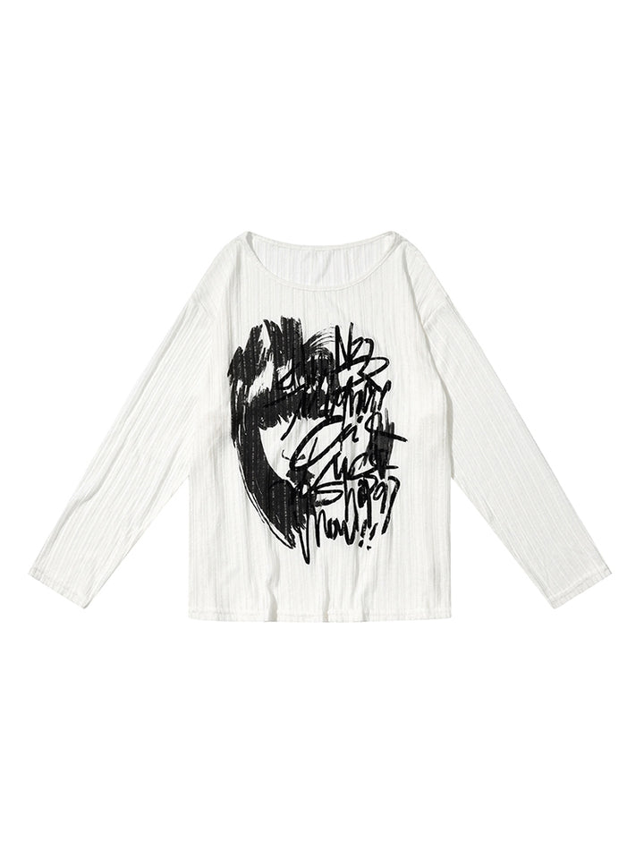 White Graffiti Print Summer Base Shirt