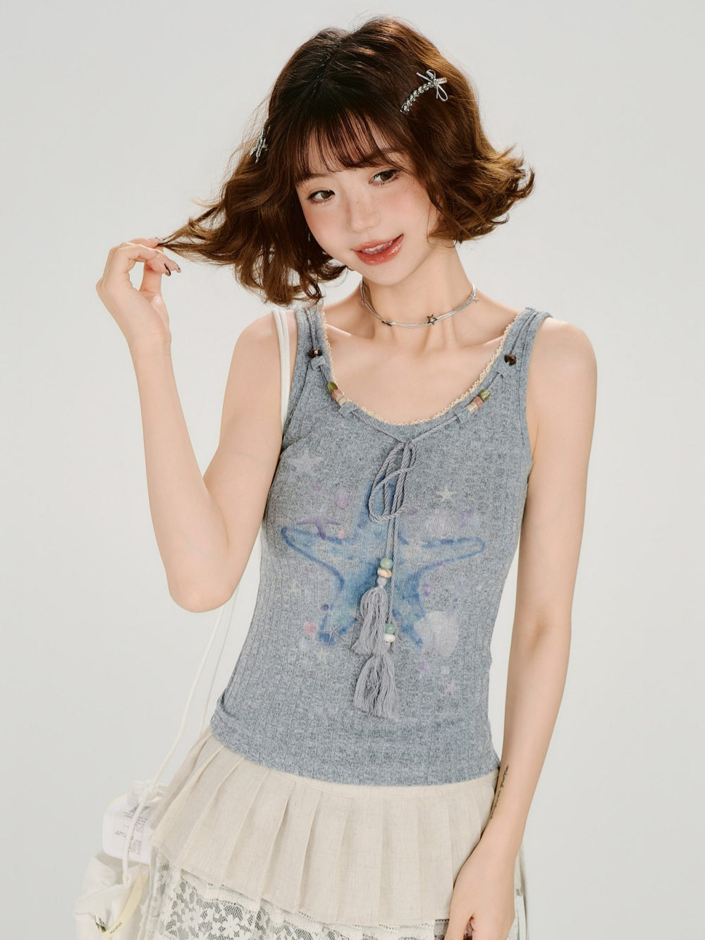 Starfish Print Ribbed Tank