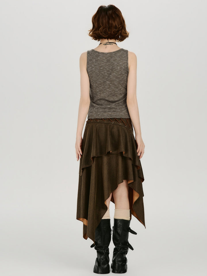 Jellyfish Print Cut-out V-Neck Grunge Tank