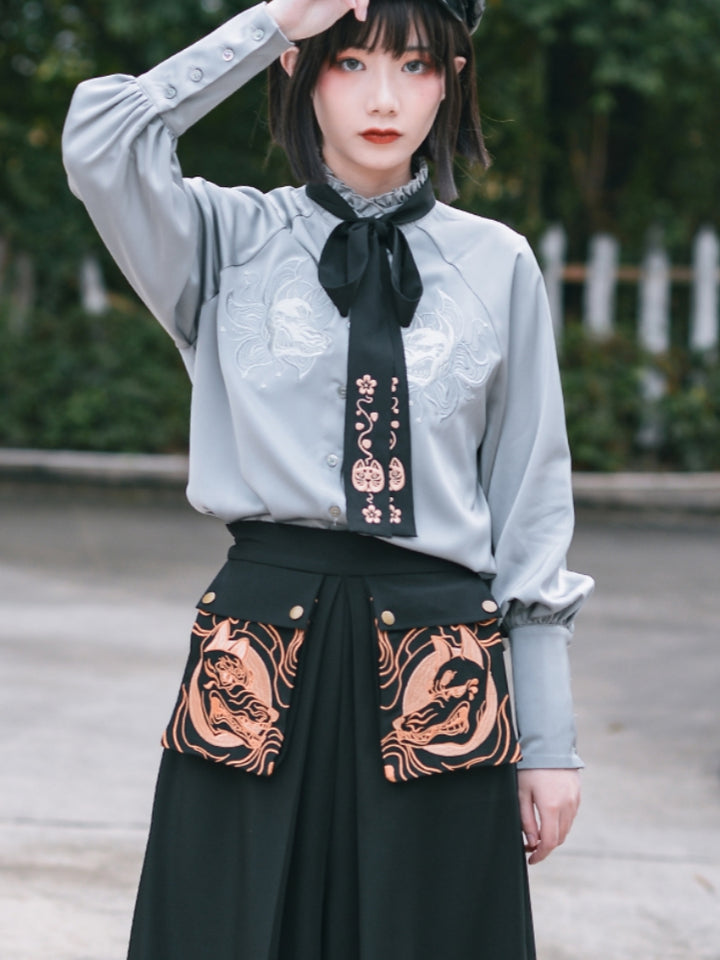 Vintage-Style Heavily Embroidered Shirt