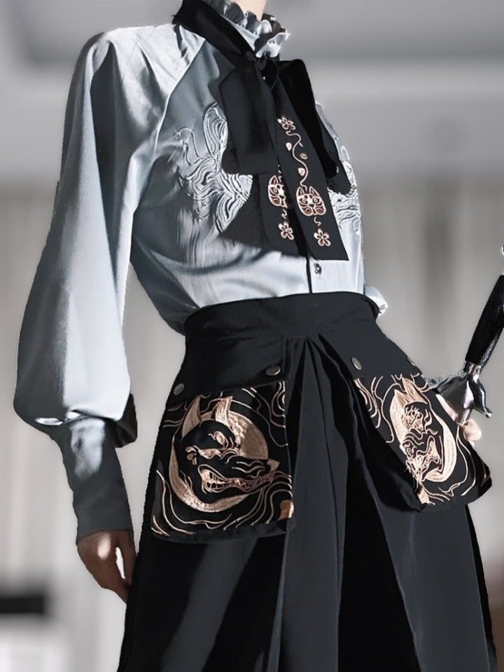 Vintage-Style Heavily Embroidered Shirt