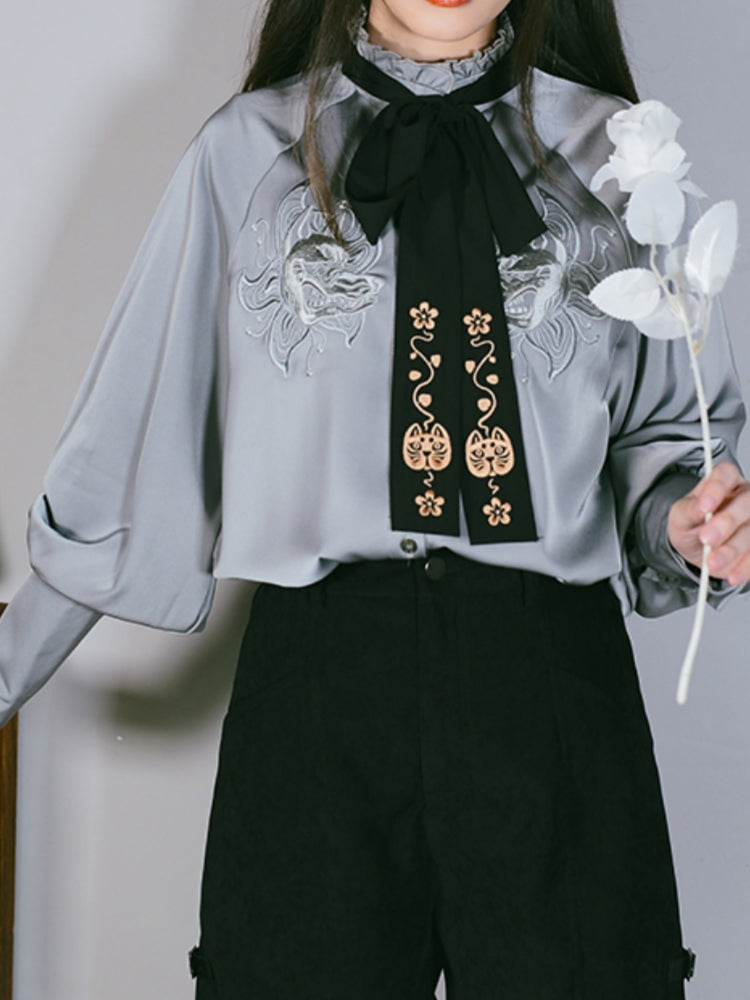 Vintage-Style Heavily Embroidered Shirt