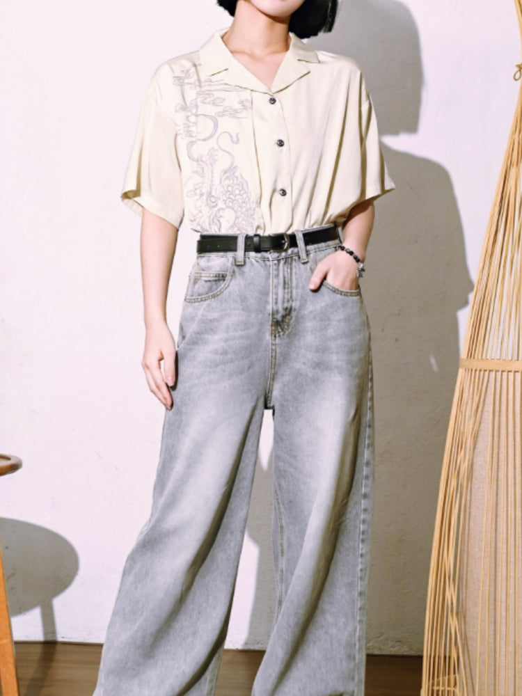 Vintage Blazer Collar Loose Shirt