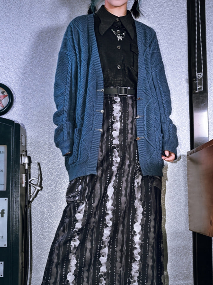 Spring Autumn Black Shirt with Butterfly Collar