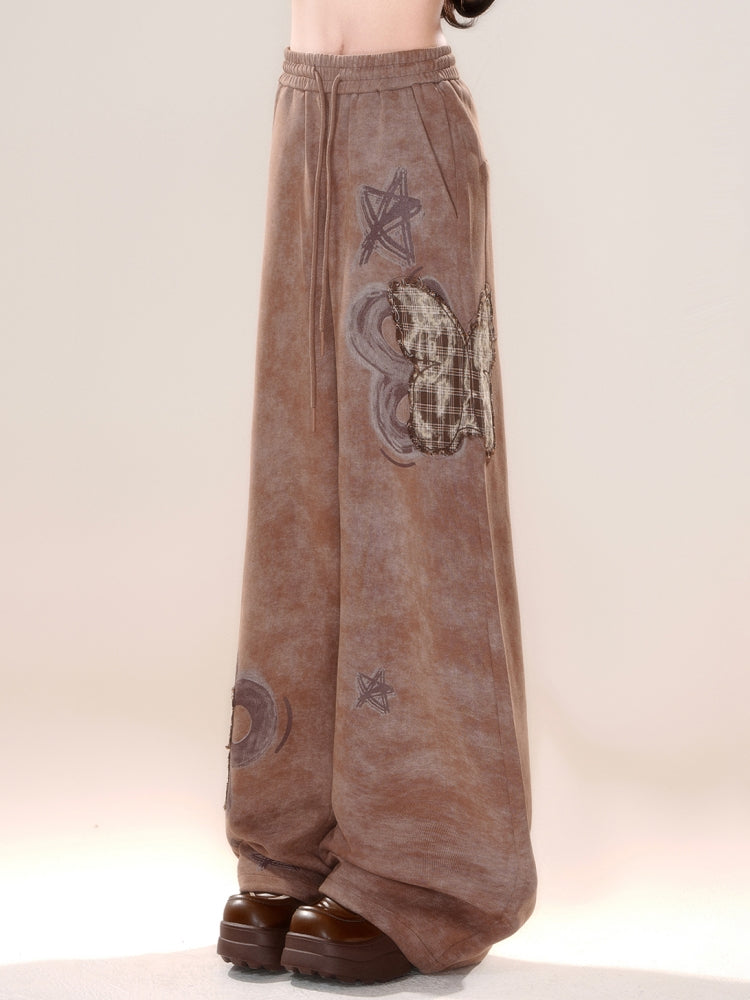 Butterfly Embroidery Brown Fall and Winter Jeans