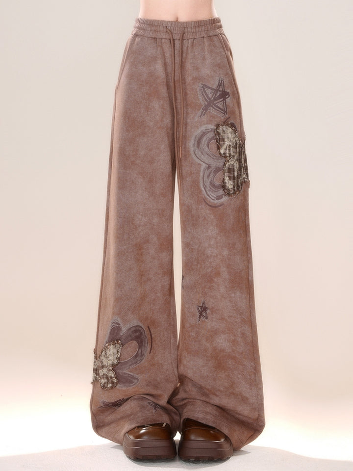 Butterfly Embroidery Brown Fall and Winter Jeans