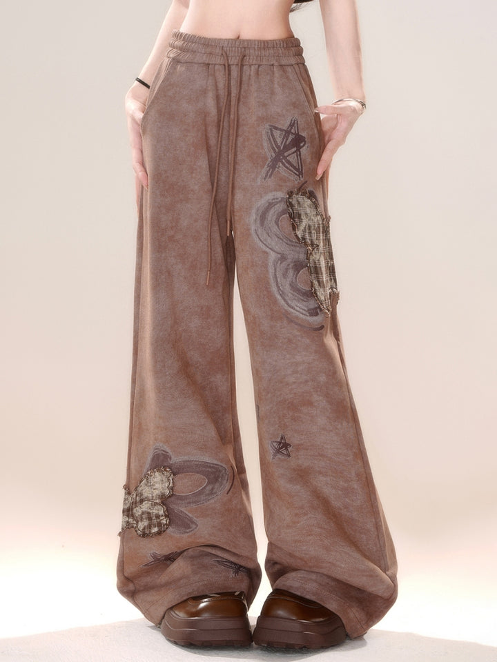 Butterfly Embroidery Brown Fall and Winter Jeans