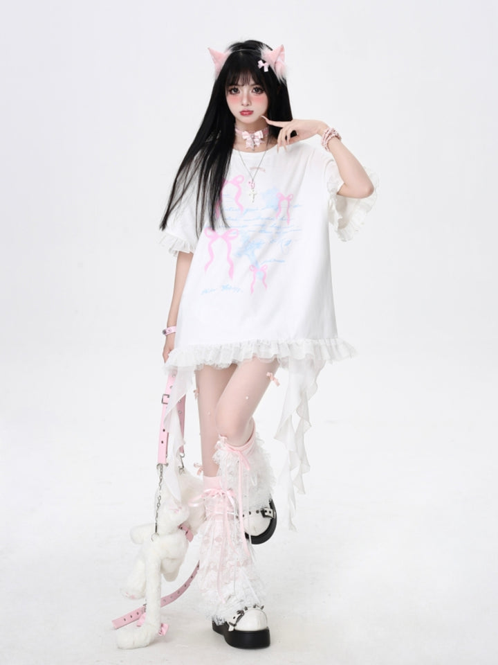 Bow and Ribbon Loose-Fit T-Shirt for Summer
