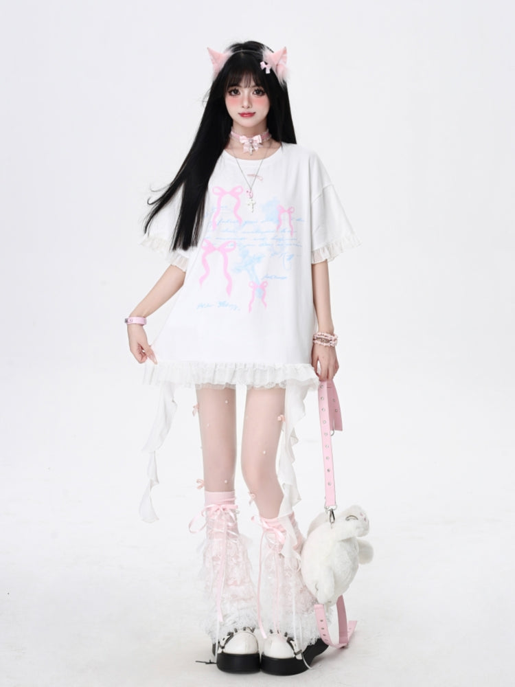 Bow and Ribbon Loose-Fit T-Shirt for Summer