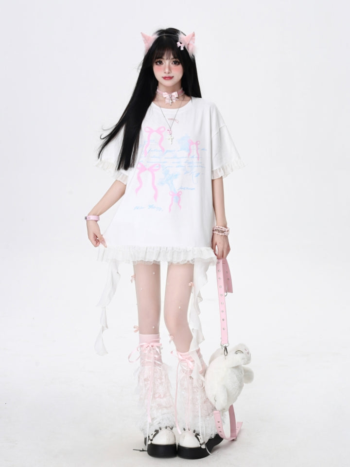Bow and Ribbon Loose-Fit T-Shirt for Summer