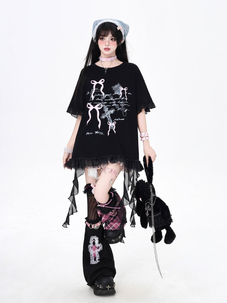 Bow and Ribbon Loose-Fit T-Shirt for Summer