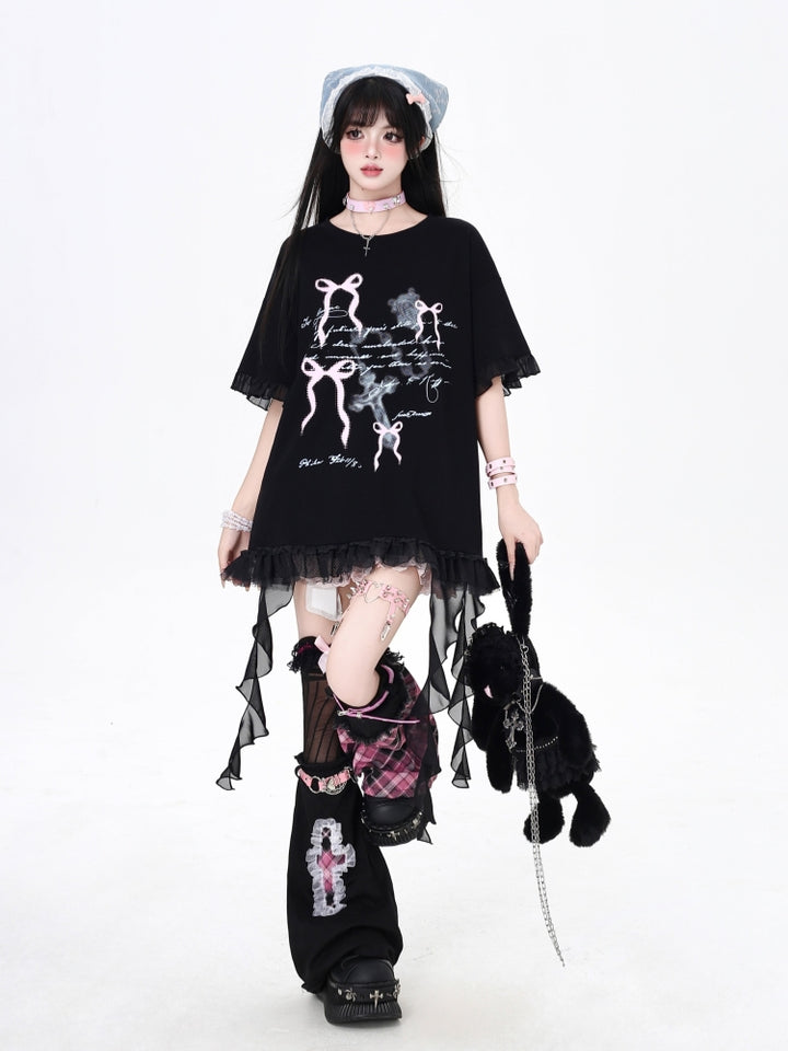 Bow and Ribbon Loose-Fit T-Shirt for Summer