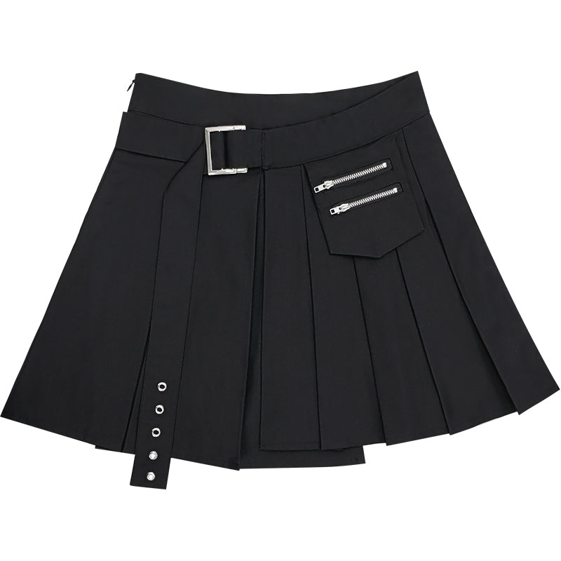 Punk High-Waisted Irregular Patchwork Skirt