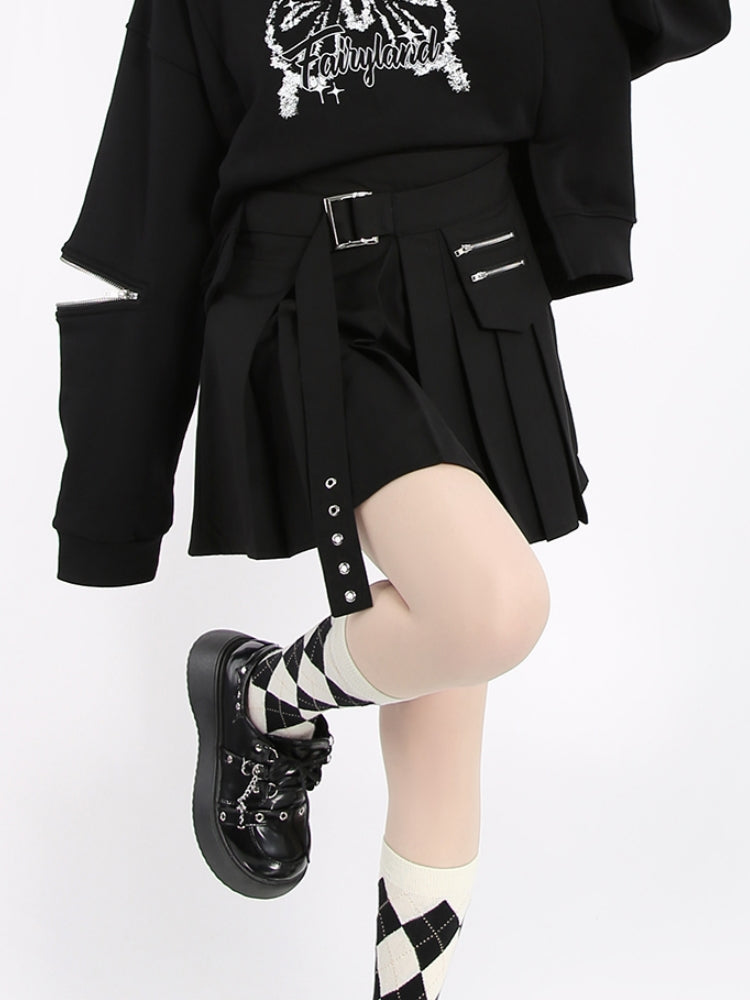 Punk High-Waisted Irregular Patchwork Skirt