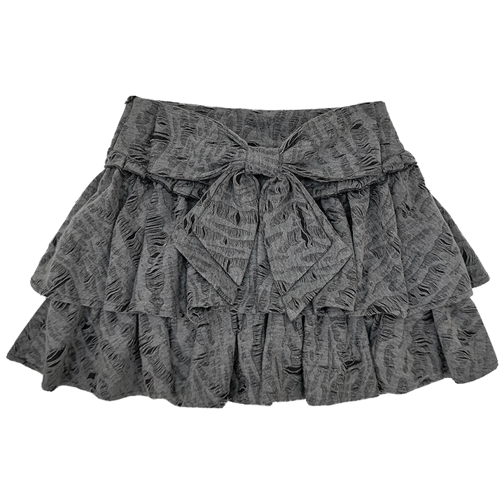 Bow Tie Distressed Wasteland Style Double-Layered Cake Skirt