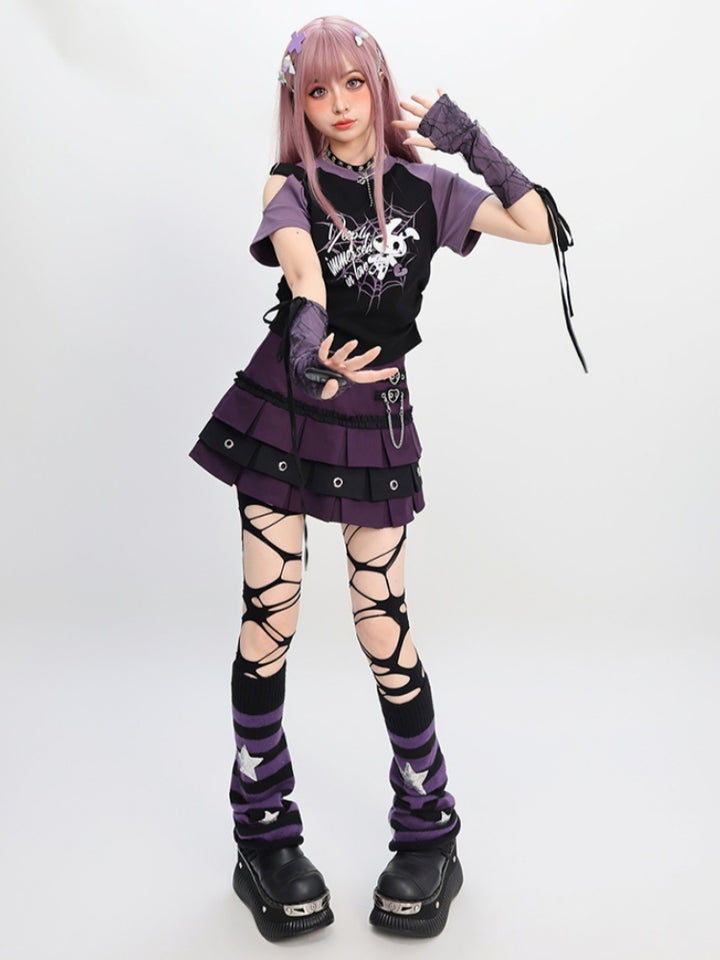 Gothic Punk Burgundy Pleated Skirt