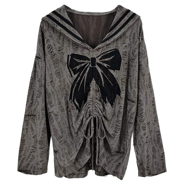 Vintage Distressed Gray Sailor Collar Top