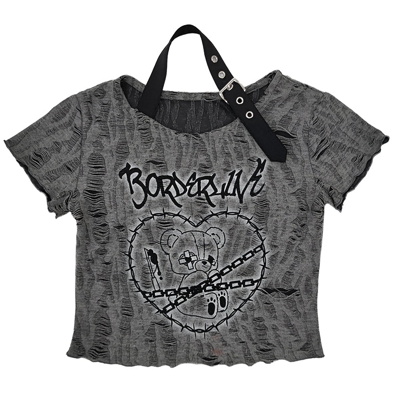 Distressed Post-Apocalyptic Style Y2K Top