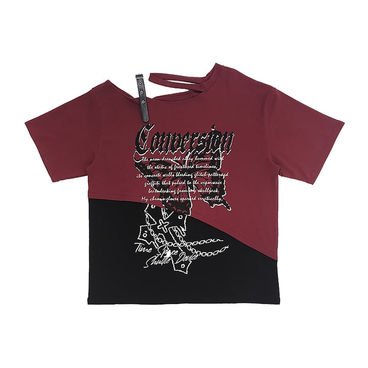 Gothic Punk Oversized Maroon Tee