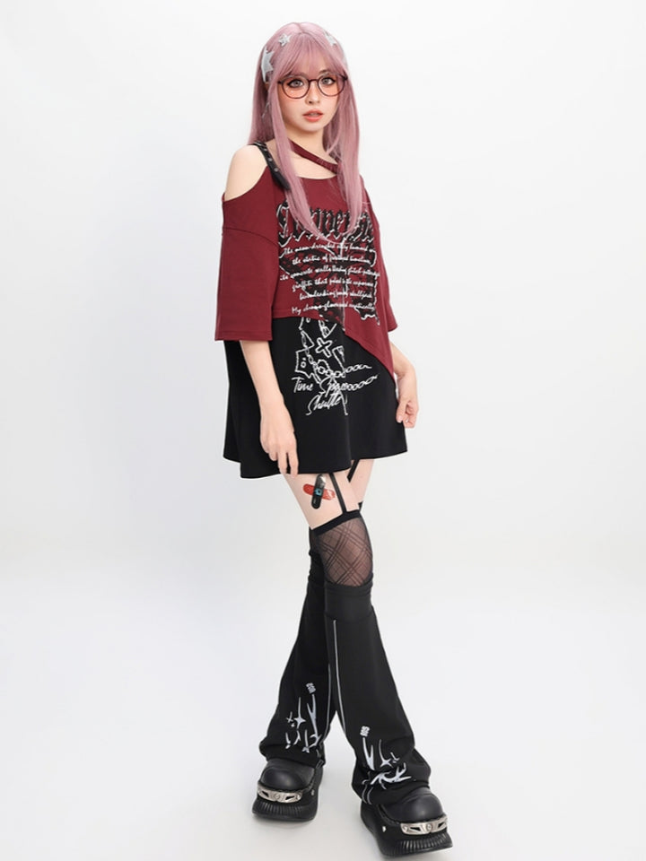 Gothic Punk Oversized Maroon Tee
