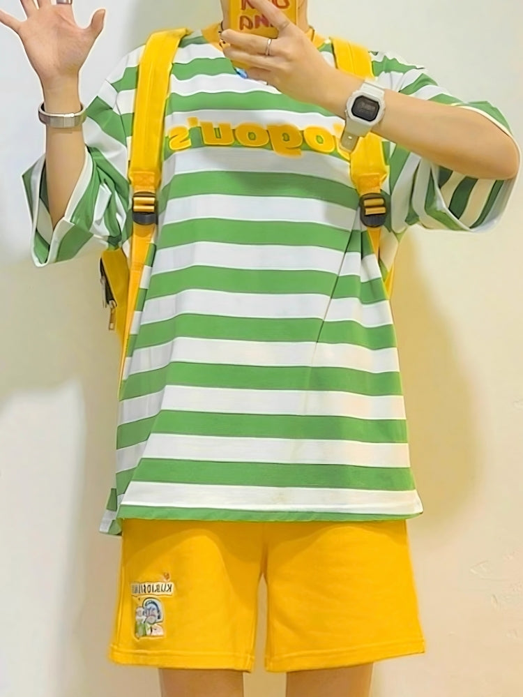 Green Striped Short-Sleeve T-Shirt