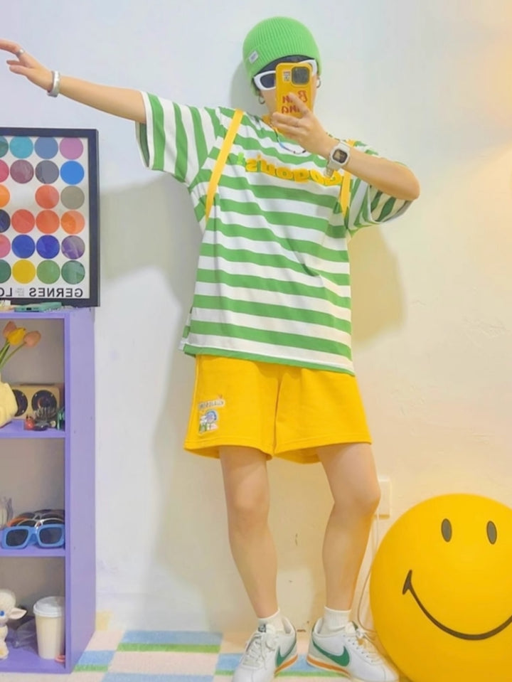 Green Striped Short-Sleeve T-Shirt