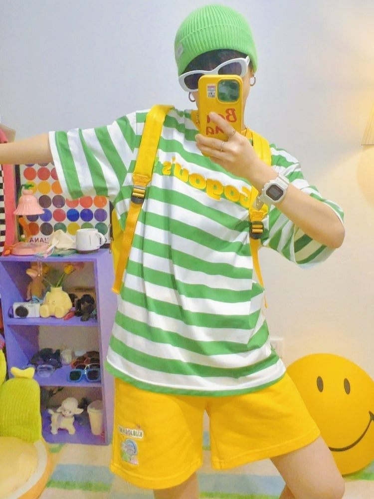 Green Striped Short-Sleeve T-Shirt