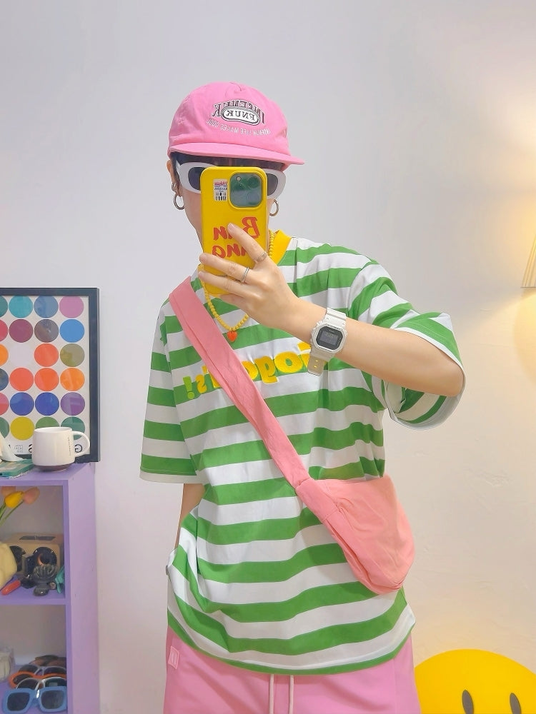 Green Striped Short-Sleeve T-Shirt