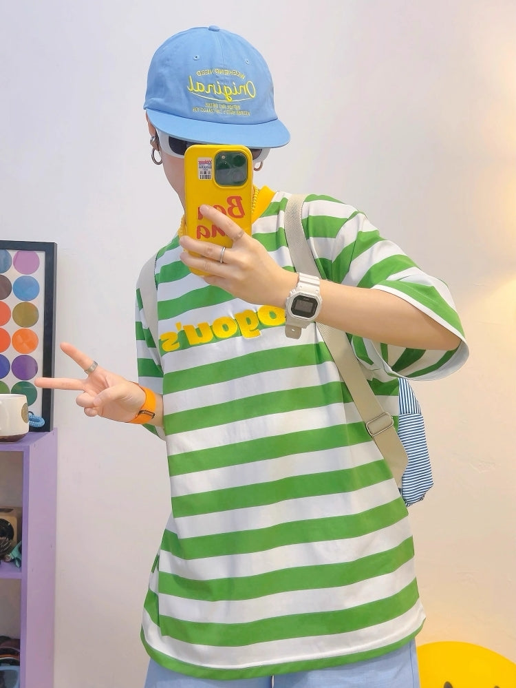 Green Striped Short-Sleeve T-Shirt