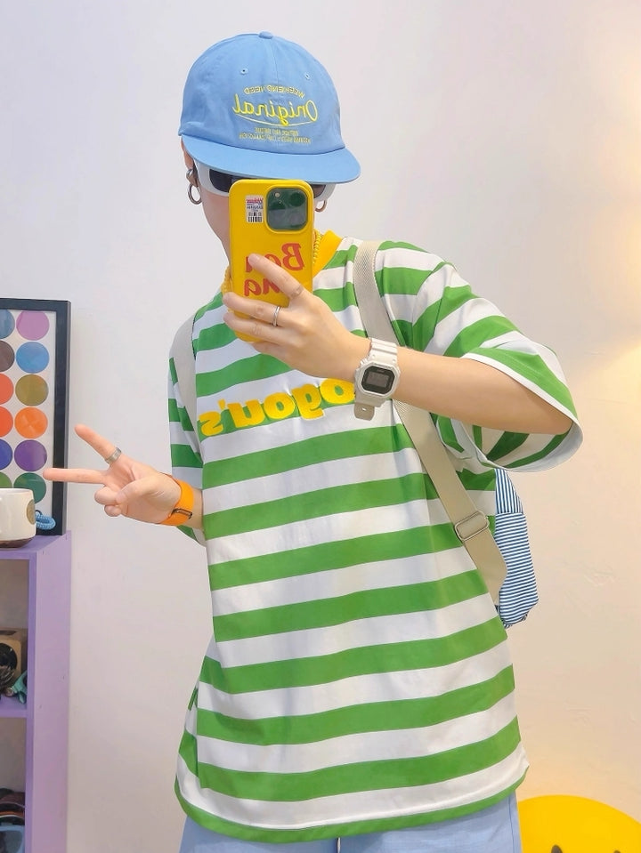 Green Striped Short-Sleeve T-Shirt