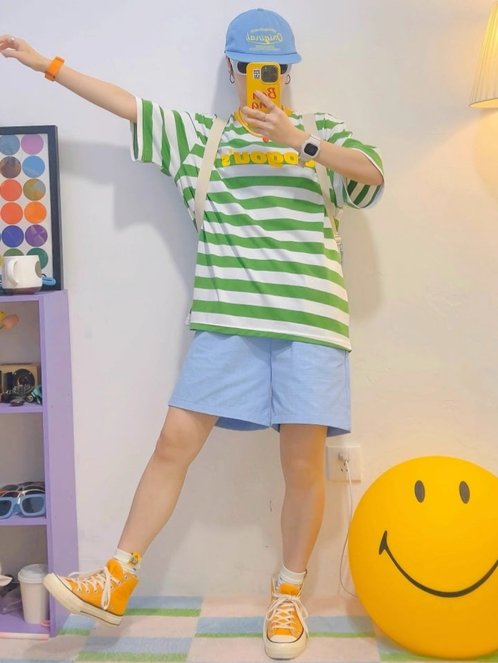 Green Striped Short-Sleeve T-Shirt