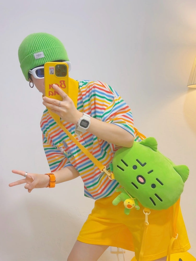 Colorful Striped Polo Collar Short-Sleeve T-Shirt