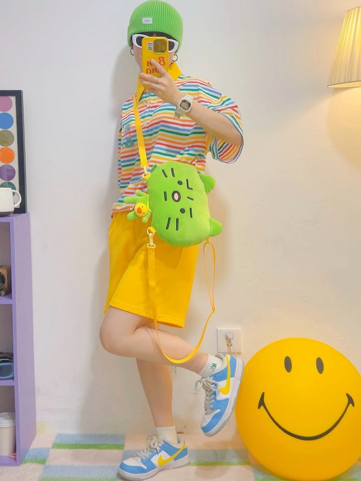 Colorful Striped Polo Collar Short-Sleeve T-Shirt