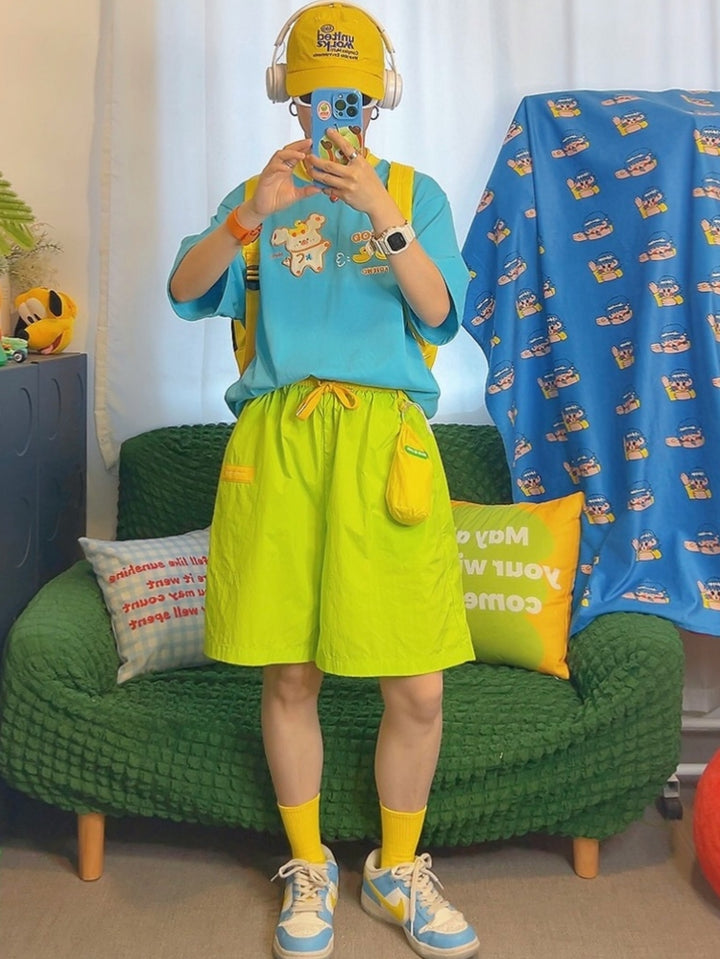 Cute Animal and Duck Graphics Blue T-Shirt