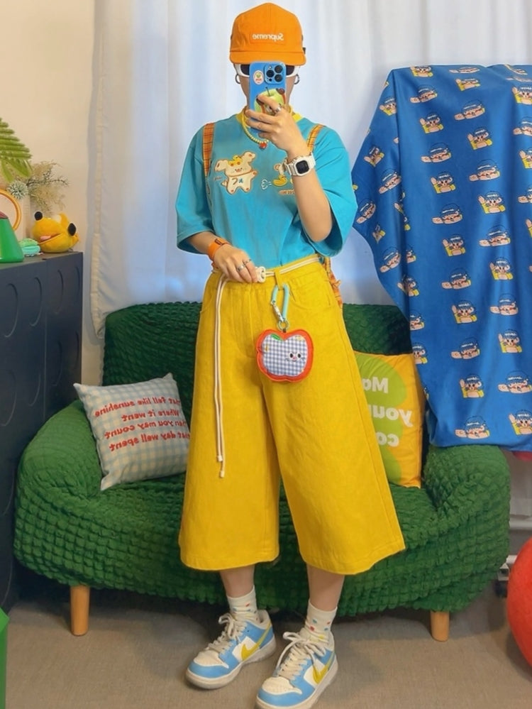 Cute Animal and Duck Graphics Blue T-Shirt