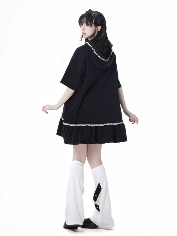 Gothic Black Hoodie / T-Shirt / Shorts / Leg Warmers
