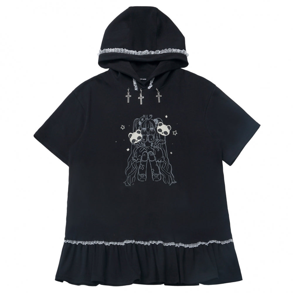 Gothic Black Hoodie / T-Shirt / Shorts / Leg Warmers