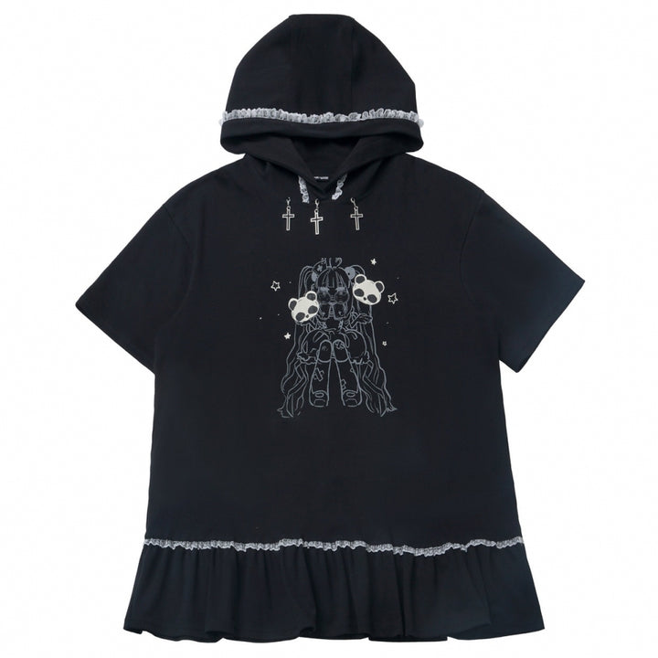 Gothic Black Hoodie / T-Shirt / Shorts / Leg Warmers