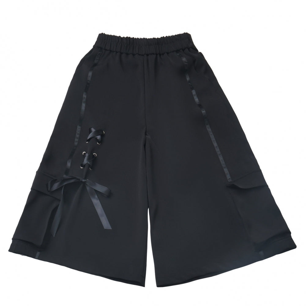 Japanese Streetwear Black Top / White Shirt / Ribbon Shorts