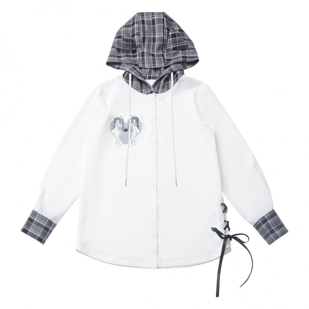 Japanese Streetwear Black Top / White Shirt / Ribbon Shorts