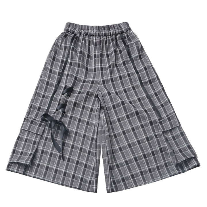 Japanese Streetwear Black Top / White Shirt / Ribbon Shorts