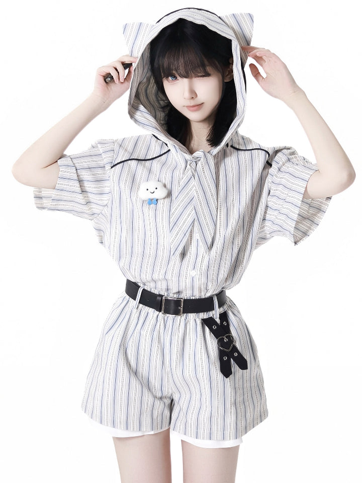 Summer Striped Casual Shirt / Shorts