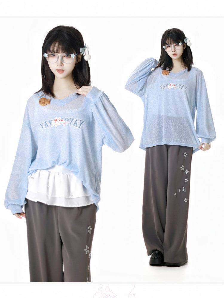 Light Blue Sun Protection Shirt / Gray Pants