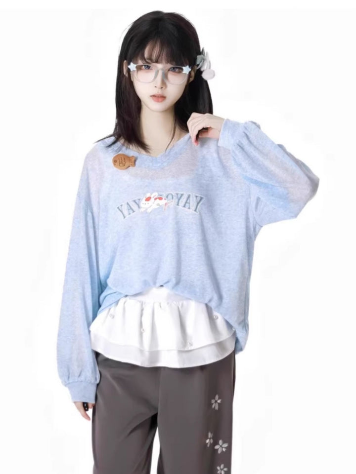 Light Blue Sun Protection Shirt / Gray Pants