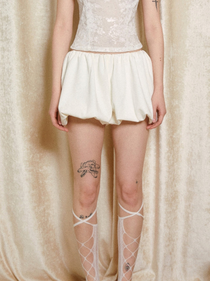 White Bubble Hem Skort