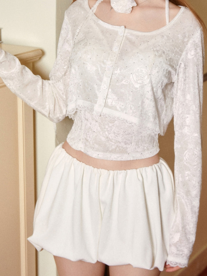 White Bubble Hem Skort