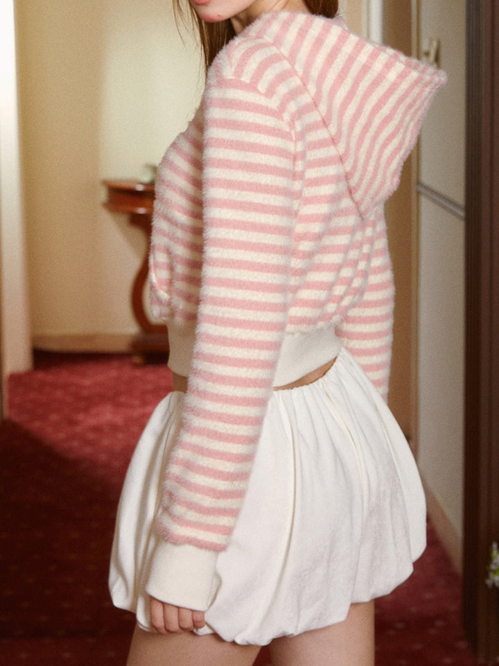 White Bubble Hem Skort