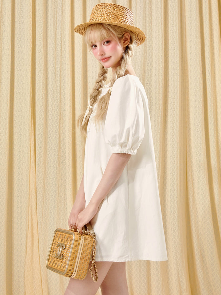 French-Inspired Cotton Court Embroidered Doll Dress