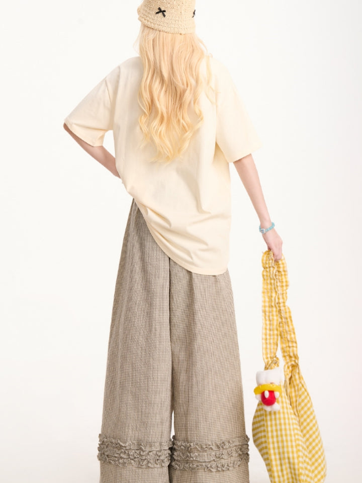 Kitty Print Short Sleeve T-Shirt with Bow